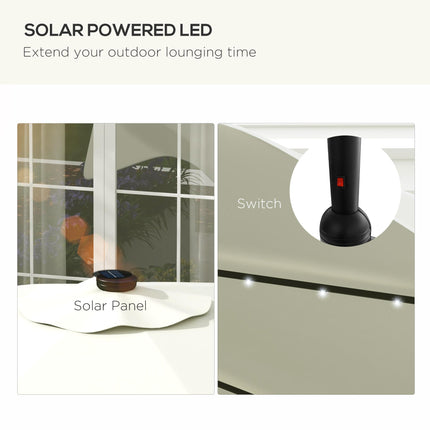 3 Metre Solar Patio Umbrella with LED Lights and Tilt Mechanism - Cream White