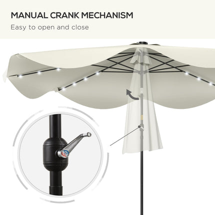 3 Metre Solar Patio Umbrella with LED Lights and Tilt Mechanism - Cream White