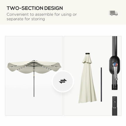 3 Metre Solar Patio Umbrella with LED Lights and Tilt Mechanism - Cream White