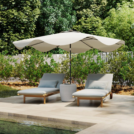 3 Metre Solar Patio Umbrella with LED Lights and Tilt Mechanism - Cream White