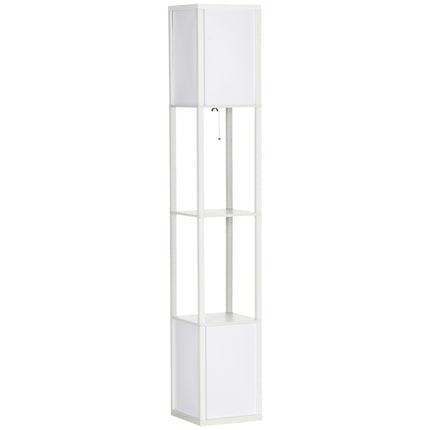 Modern Floor Lamp with Dual Ambient Light and Shelves 156cm - White