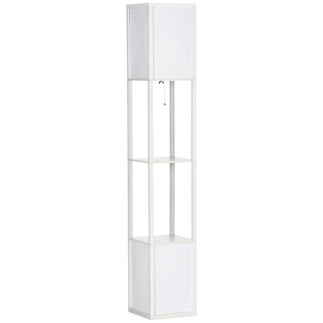 Modern Floor Lamp with Dual Ambient Light and Shelves 156cm - White