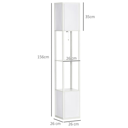 Modern Floor Lamp with Dual Ambient Light and Shelves 156cm - White