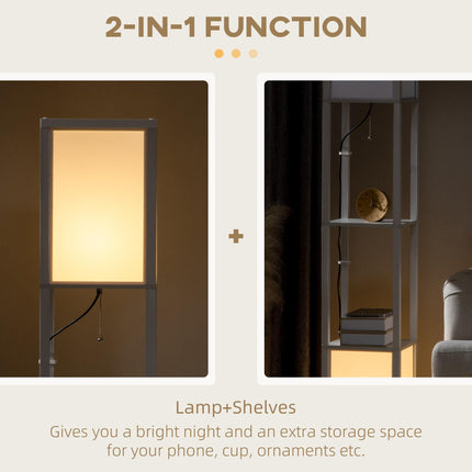 Modern Floor Lamp with Dual Ambient Light and Shelves 156cm - White
