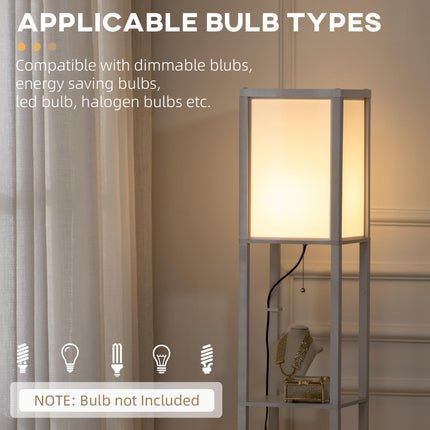 Modern Floor Lamp with Dual Ambient Light and Shelves 156cm - White