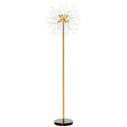 Modern Tall Floor Lamp with Dandelion Lampshade for Living Room - Gold Tone