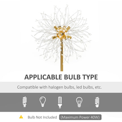 Modern Tall Floor Lamp with Dandelion Lampshade for Living Room - Gold Tone