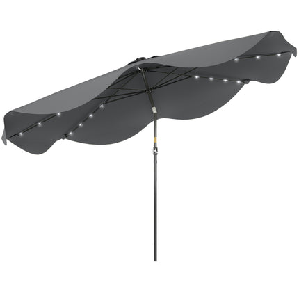 3 Meter Solar Patio Umbrella with LED Lights and Tilt Crank - Dark Grey