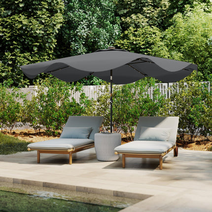 3 Meter Solar Patio Umbrella with LED Lights and Tilt Crank - Dark Grey
