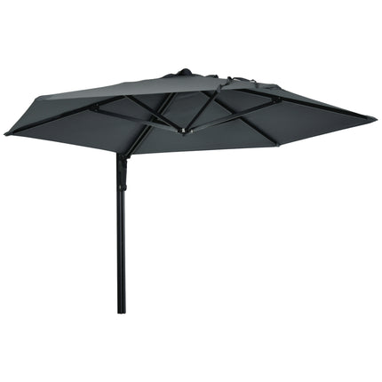 Wall Mounted Outdoor Parasol with 180° Rotatable Canopy - Dark Grey