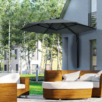 Wall Mounted Outdoor Parasol with 180° Rotatable Canopy - Dark Grey