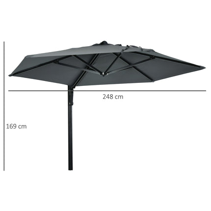 Wall Mounted Outdoor Parasol with 180° Rotatable Canopy - Dark Grey