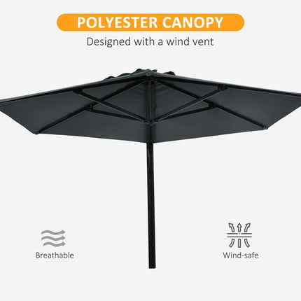 Wall Mounted Outdoor Parasol with 180° Rotatable Canopy - Dark Grey