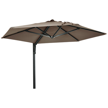 Wall Mounted Outdoor Parasol with 180° Rotatable Canopy - Khaki