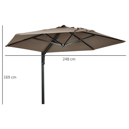 Wall Mounted Outdoor Parasol with 180° Rotatable Canopy - Khaki