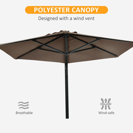 Wall Mounted Outdoor Parasol with 180° Rotatable Canopy - Khaki