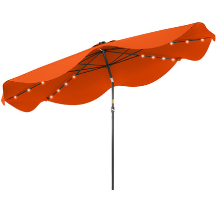 Solar Patio Umbrella 3x3m with LED Lights, Tilt & Crank - Orange