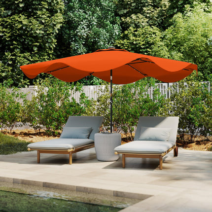 Solar Patio Umbrella 3x3m with LED Lights, Tilt & Crank - Orange