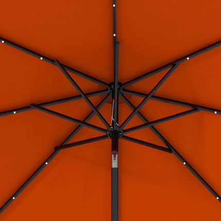 2.7m Outdoor Patio Garden Umbrella with Tilt Crank & 24 LED Lights - Orange