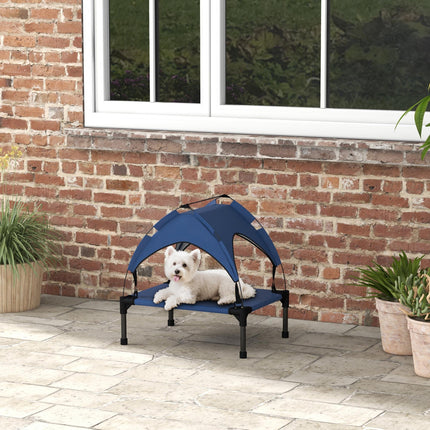 Cooling Raised Pet Bed for Mini Small Dogs with Breathable Mesh - Dark Blue