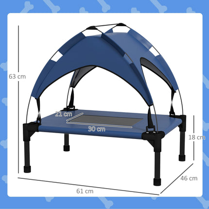 Cooling Raised Pet Bed for Mini Small Dogs with Breathable Mesh - Dark Blue