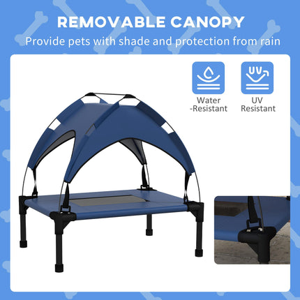Cooling Raised Pet Bed for Mini Small Dogs with Breathable Mesh - Dark Blue