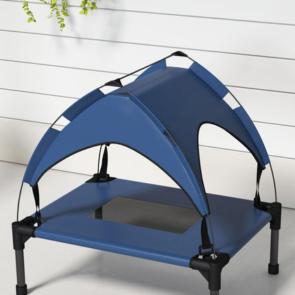 Cooling Raised Pet Bed for Mini Small Dogs with Breathable Mesh - Dark Blue