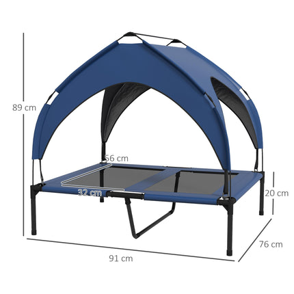 Cooling Raised Pet Bed with Washable Breathable Mesh for Medium & Large Dogs 91x76x89cm - Dark Blue
