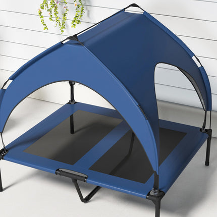 Cooling Raised Pet Bed with Washable Breathable Mesh for Medium & Large Dogs 91x76x89cm - Dark Blue