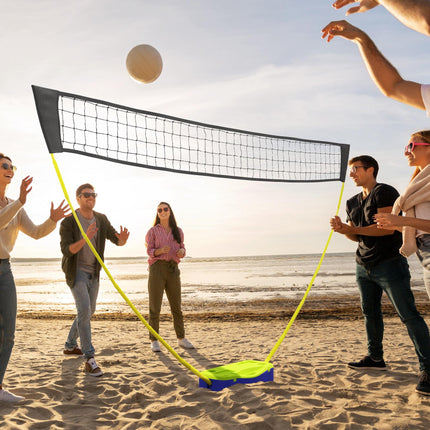 Portable Badminton and Volleyball Net Set with Rackets and Shuttlecocks - Black Blue Green