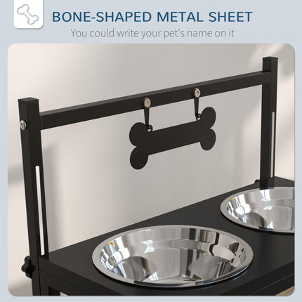 Adjustable Height Elevated Dog Bowls with Stand for Small Medium Large Dogs - Black