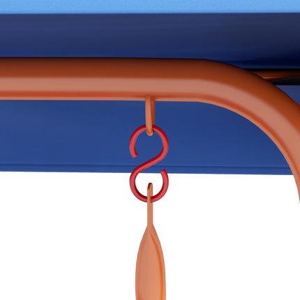 Two Seater Kids Garden Swing with Adjustable Canopy and Safety Belts - Red Blue Orange