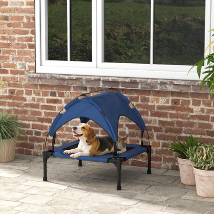 Cooling Raised Pet Bed for Small Medium Dogs with Washable Breathable Mesh - Dark Blue