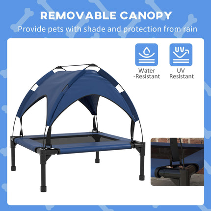 Cooling Raised Pet Bed for Small Medium Dogs with Washable Breathable Mesh - Dark Blue