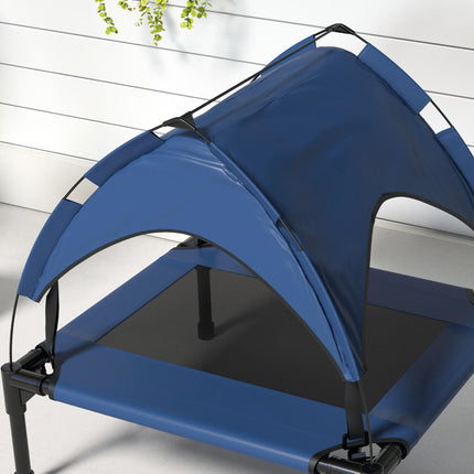 Cooling Raised Pet Bed for Small Medium Dogs with Washable Breathable Mesh - Dark Blue