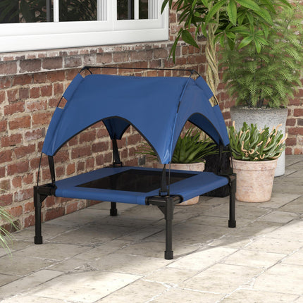 Cooling Raised Pet Bed for Small Medium Dogs with Washable Breathable Mesh - Dark Blue