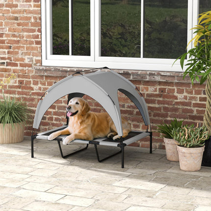 Cooling Raised Large Dog Bed with Breathable Mesh and Washable Cover - Light Grey