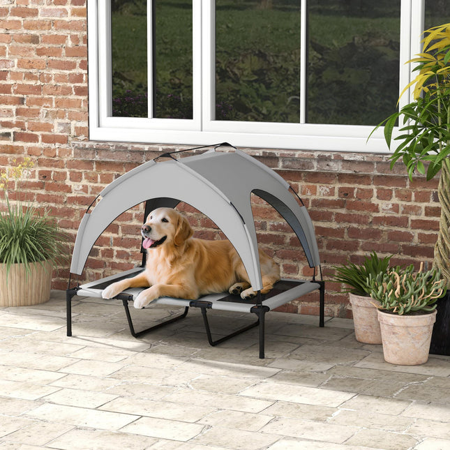 Cooling Raised Large Dog Bed with Breathable Mesh and Washable Cover - Light Grey