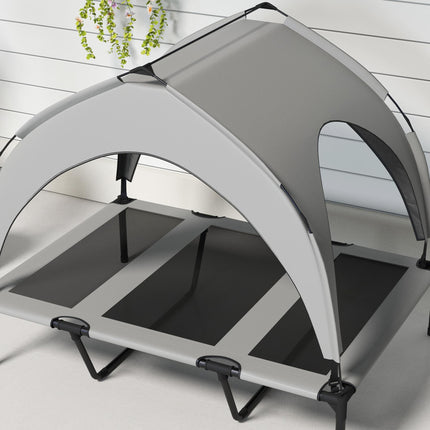 Cooling Raised Large Dog Bed with Breathable Mesh and Washable Cover - Light Grey