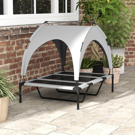 Cooling Raised Large Dog Bed with Breathable Mesh and Washable Cover - Light Grey