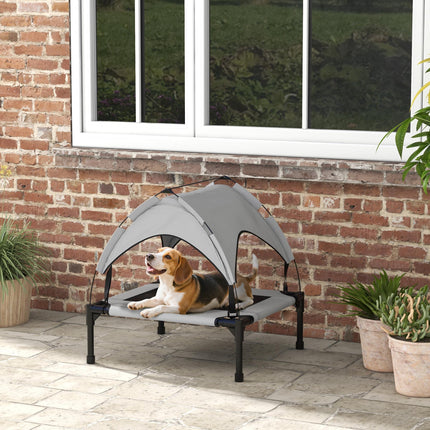 Cooling Raised Pet Bed for Small Medium Dogs with Breathable Mesh and Washable Cover - Light Grey