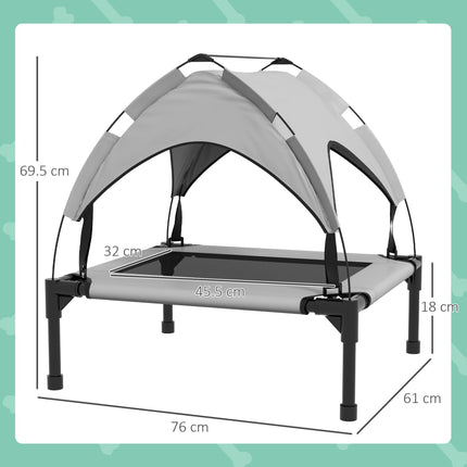 Cooling Raised Pet Bed for Small Medium Dogs with Breathable Mesh and Washable Cover - Light Grey