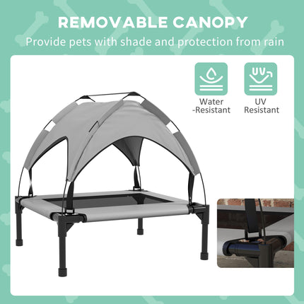Cooling Raised Pet Bed for Small Medium Dogs with Breathable Mesh and Washable Cover - Light Grey