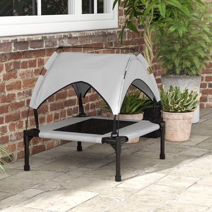 Cooling Raised Pet Bed for Small Medium Dogs with Breathable Mesh and Washable Cover - Light Grey