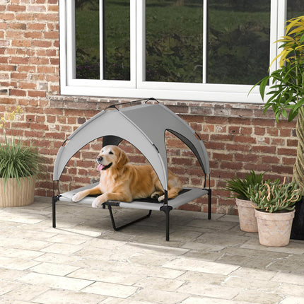 Cooling Raised Pet Bed for Medium & Large Dogs with Breathable Mesh - Light Grey
