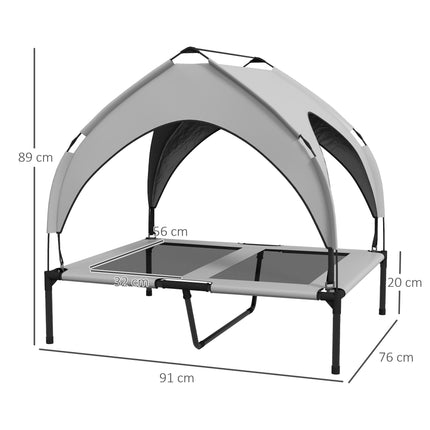 Cooling Raised Pet Bed for Medium & Large Dogs with Breathable Mesh - Light Grey
