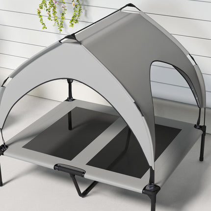 Cooling Raised Pet Bed for Medium & Large Dogs with Breathable Mesh - Light Grey