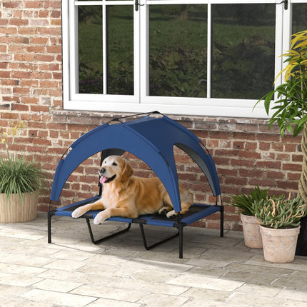 Cooling Raised Large Dog Bed with Breathable Mesh and Washable Cover - Dark Blue