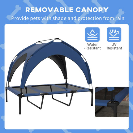 Cooling Raised Large Dog Bed with Breathable Mesh and Washable Cover - Dark Blue