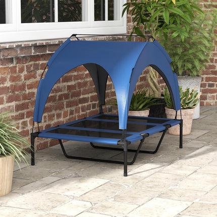 Cooling Raised Large Dog Bed with Breathable Mesh and Washable Cover - Dark Blue